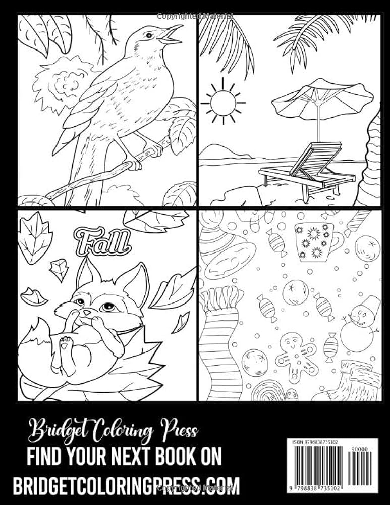 Four seasons coloring book enjoy incredible coloring pages of spring summer autumn and winter scenes press bridget books