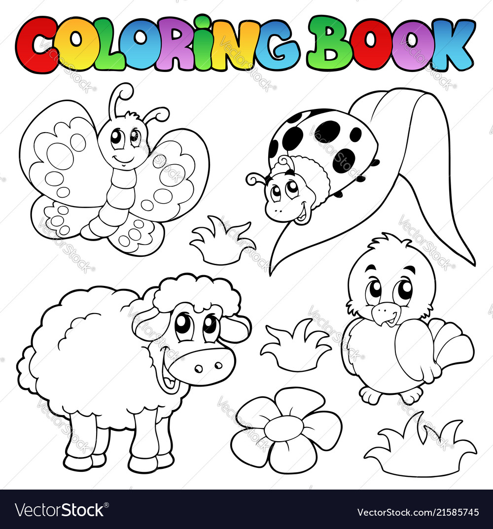 Coloring book with spring animals royalty free vector image