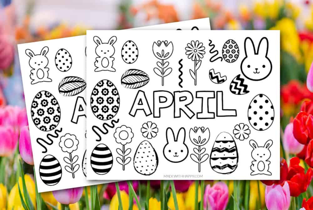 Free printable april coloring page for spring