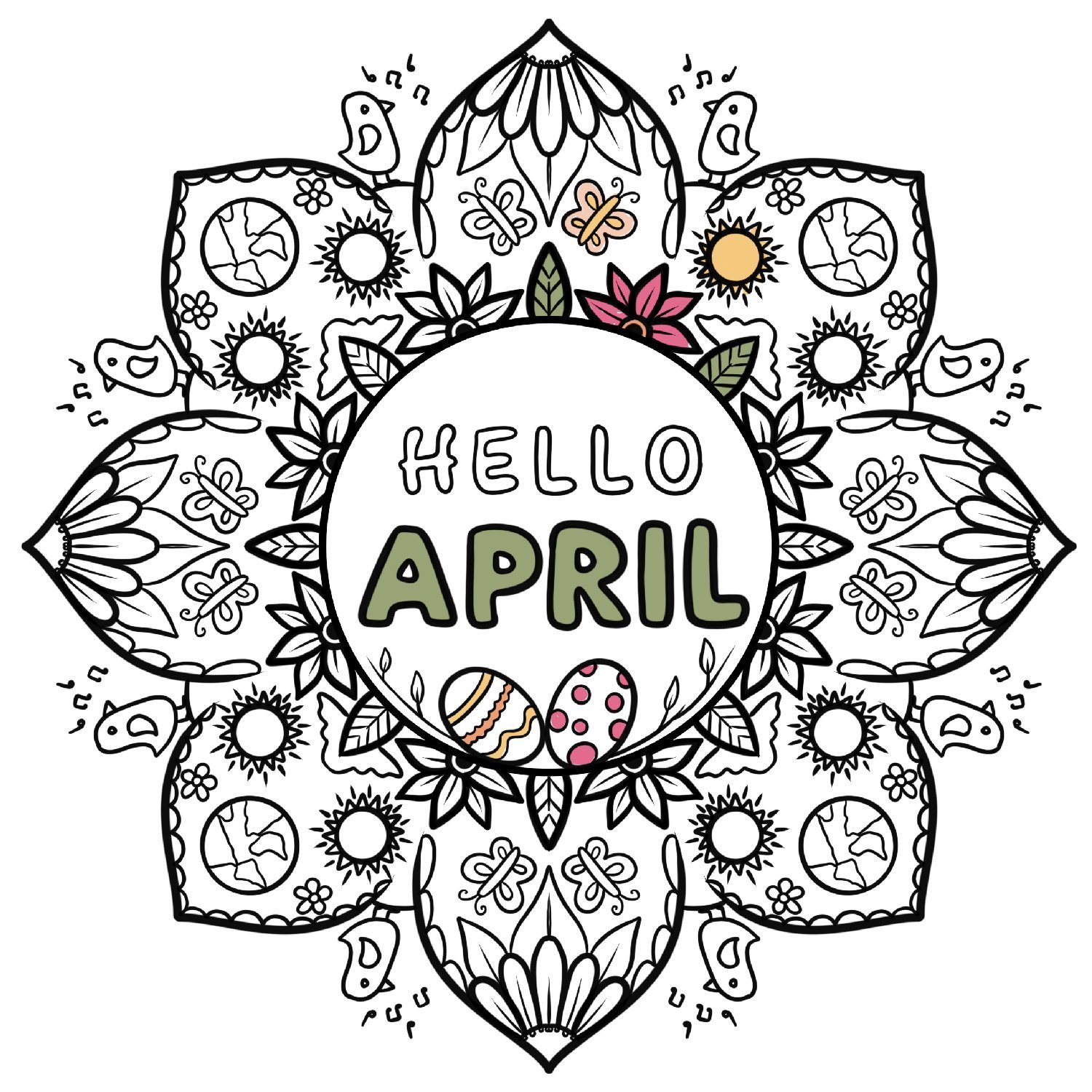 April mandala coloring page free printable