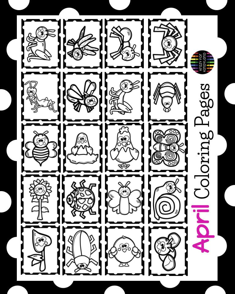 March april may coloring pages booklet bundle spring bugs ocean summer