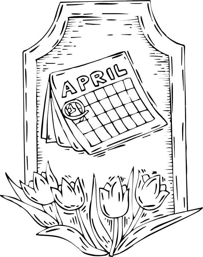 Free printable april flowers spring coloring sheet