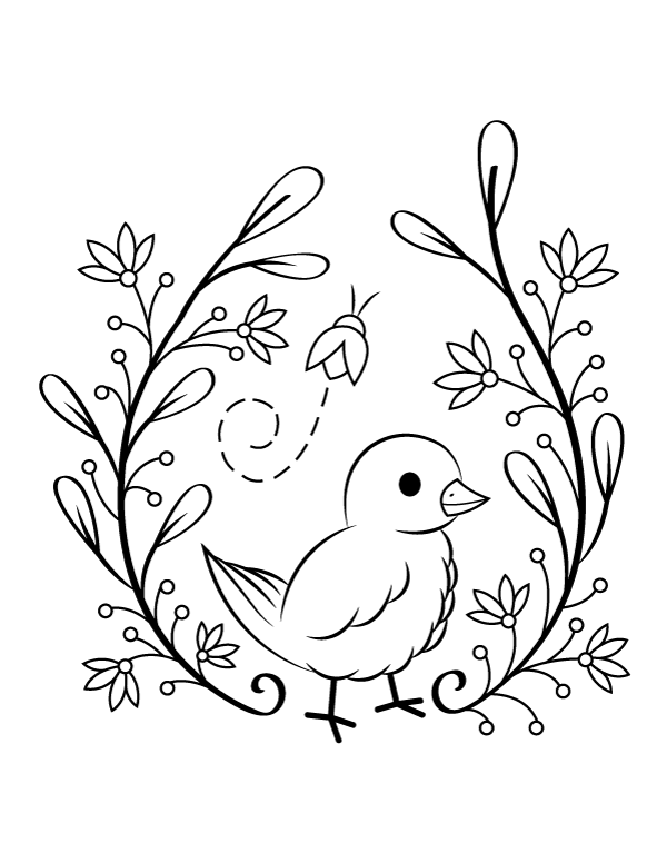 Printable spring bird coloring page