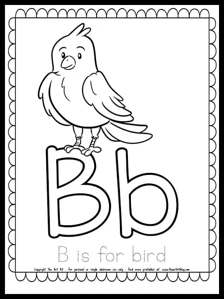 Letter b is for bird free spring coloring page â the art kit