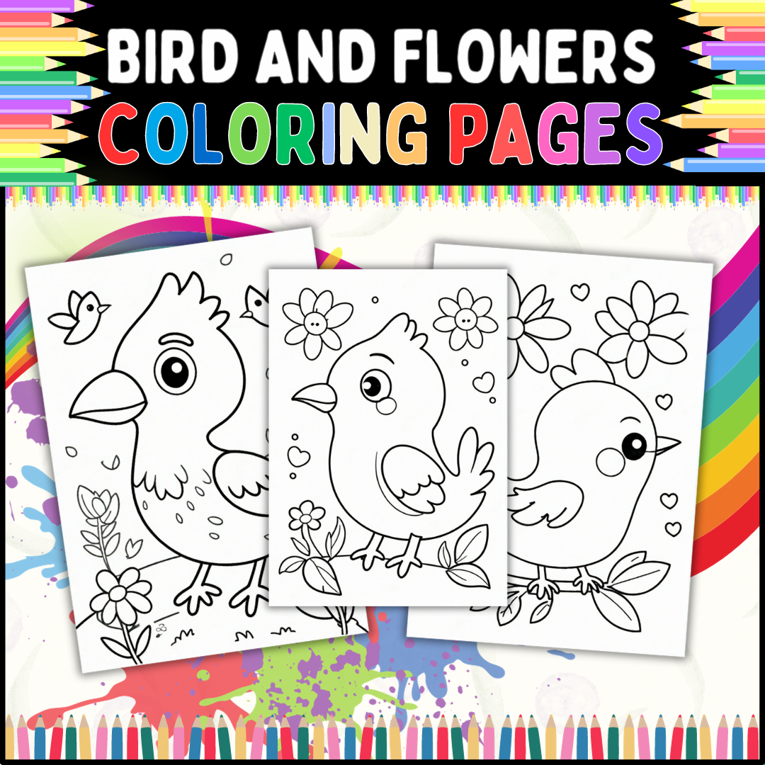 Bird and flowers coloring page perfect for spring or any time of year made by teachers