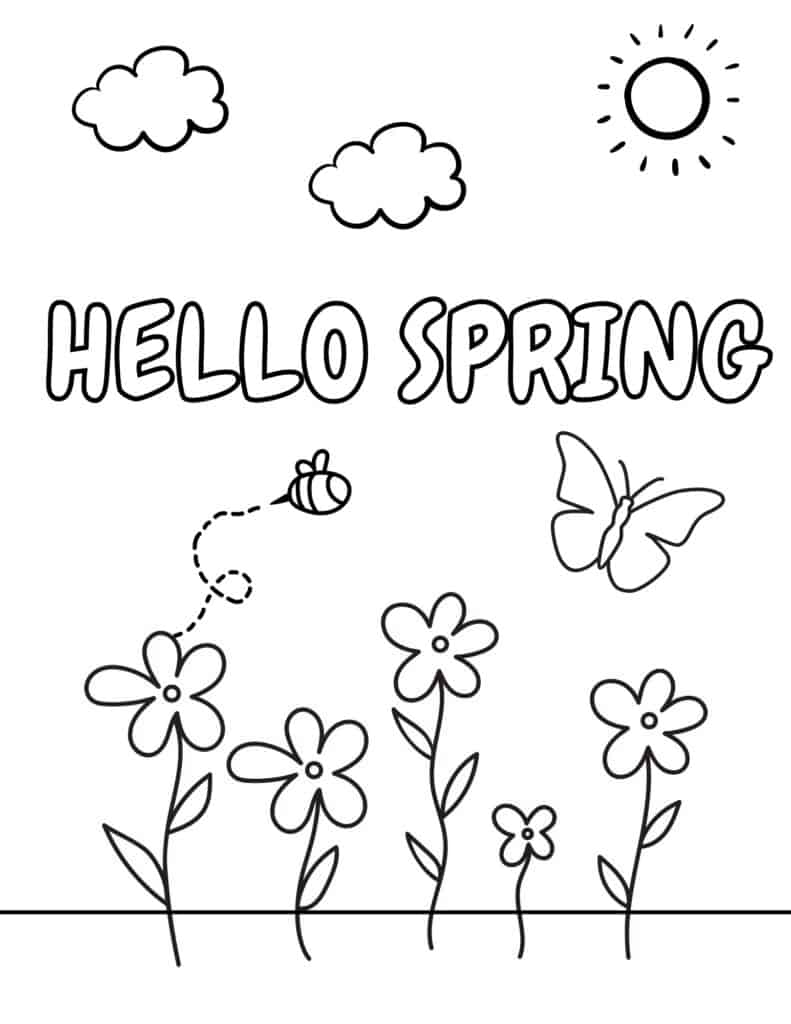 Free spring coloring pages for kids and adults