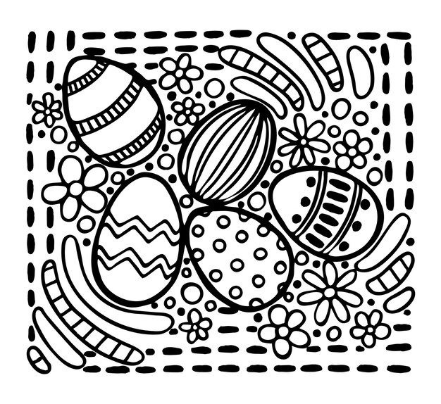 Premium vector coloring book easter eggs spring holiday hand drawn vector line art coloring page for children and adults