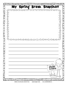 My spring break snapshot written reflection template writing templates classroom writing kindergarten writing