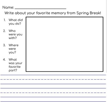 Spring break writing template tpt