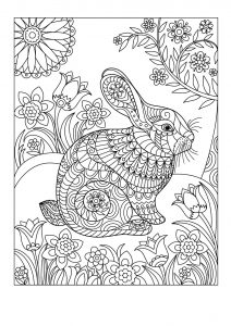 Spring rabbit coloring page