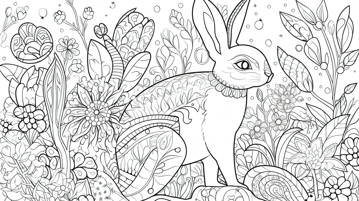 Adult spring coloring pages for kids easter rabbit isolated background easter bunny coloring picture background image and wallpaper for free download