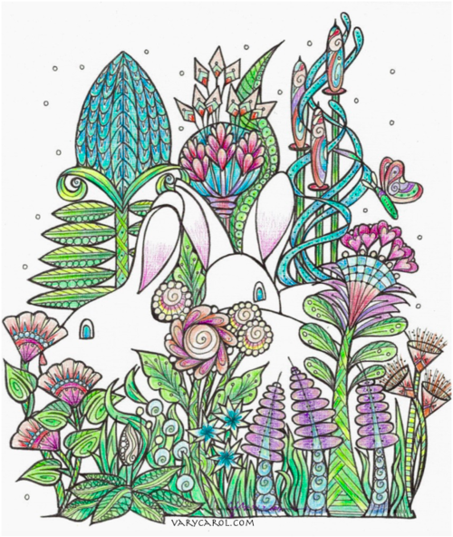 Spring bunny coloring page