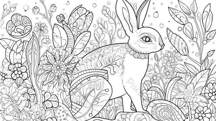 Easter rabbit adult spring coloring pages for kids isolated backgrounds jpg free download