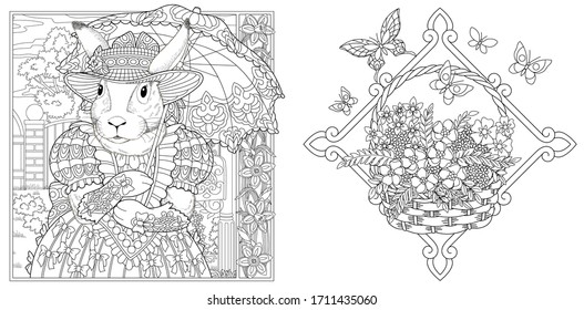 Thousand colouring pages rabbit royalty