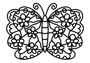 Spring flower butterfly coloring sheet for kids by sinedigitaldesigns