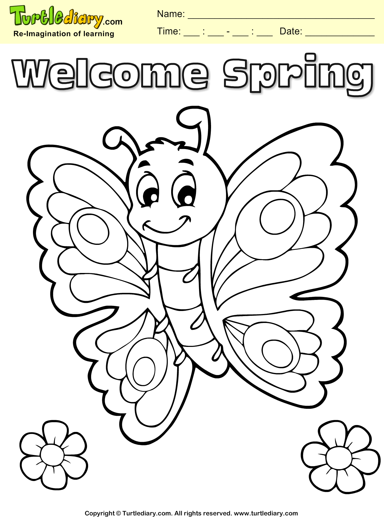 Butterfly coloring sheet turtle diary