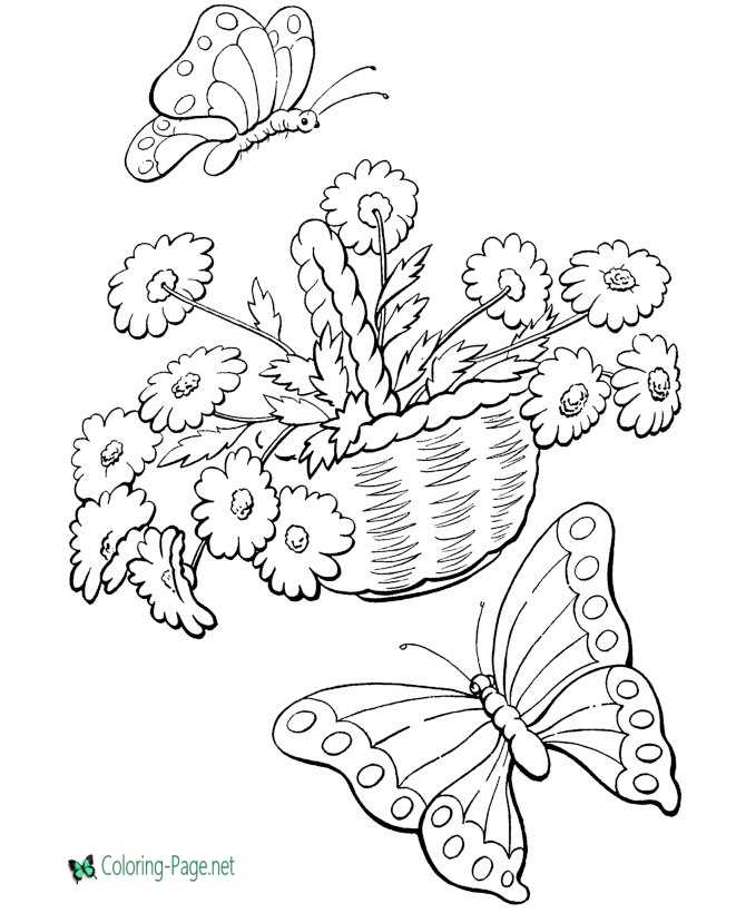 Spring coloring pages butterflies