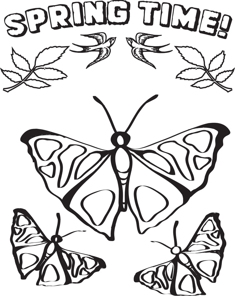 Printable butterflies spring coloring page for kids â