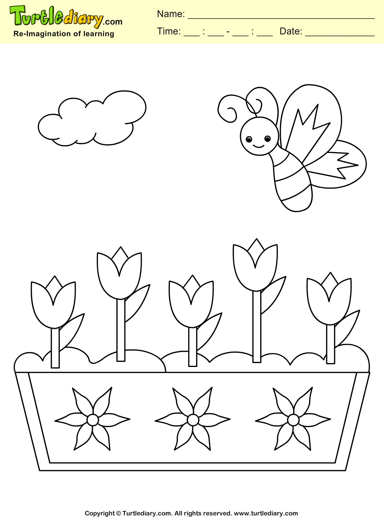 Spring butterfly coloring sheet turtle diary