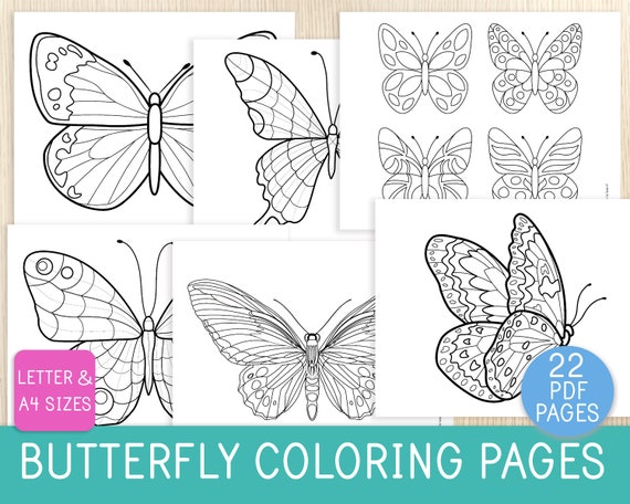 Butterfly coloring pages for kids sheets butterflies spring activity insects coloring book party activity butterfly unit study download now