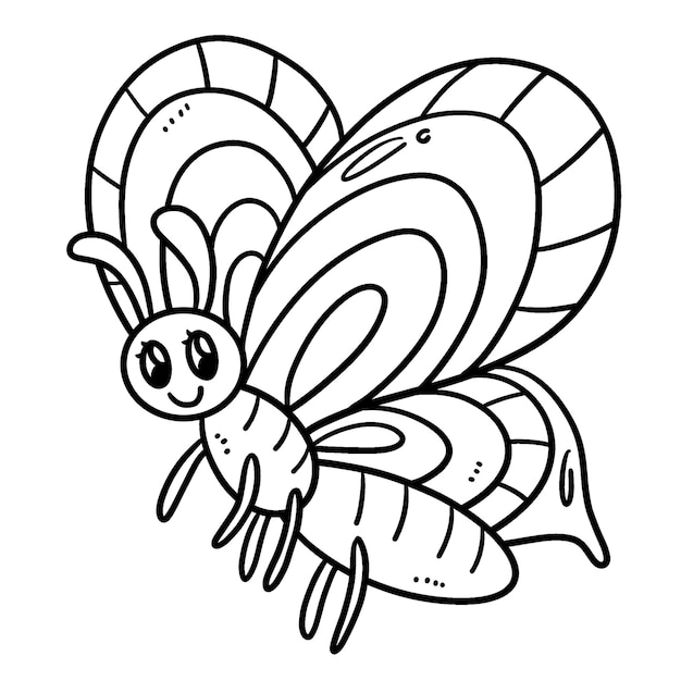 Premium vector spring butterfly isolated coloring page for kids