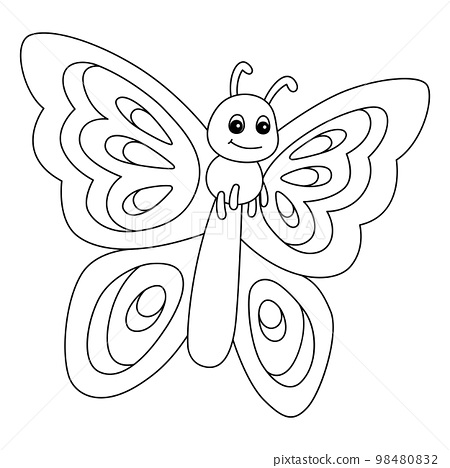 Spring butterfly isolated coloring page for kids