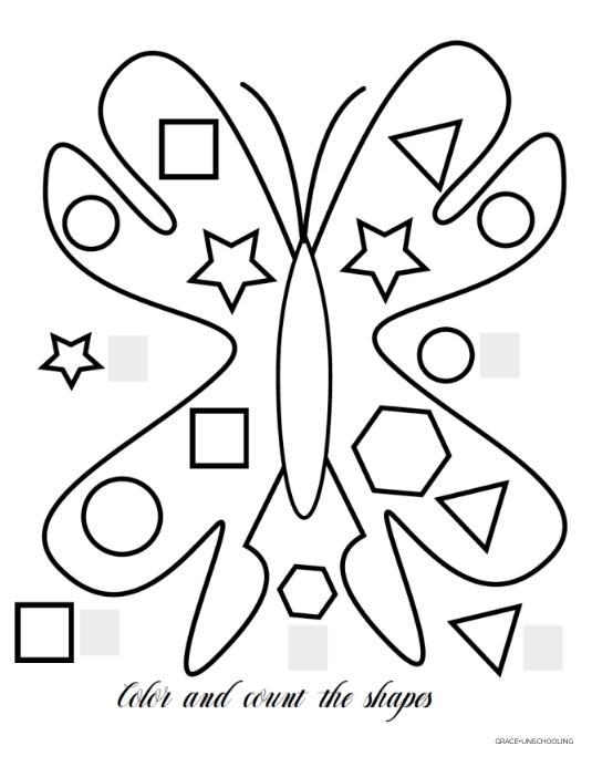 Spring butterfly coloring worksheets template