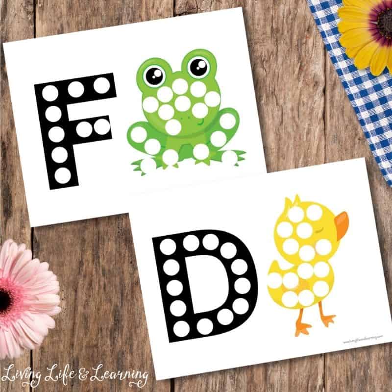 Spring dot letter coloring pages