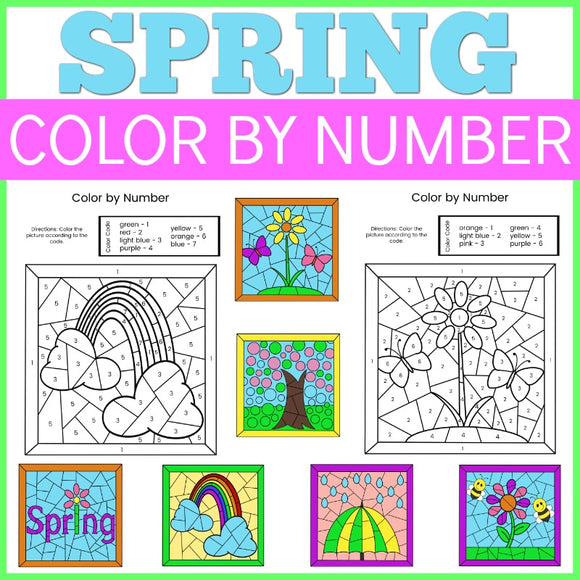 Spring color by number sheets â messy little monster shop