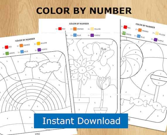 Color by number printable for kids preschool coloring pages kindergarten homeschool paint by number children spring activity sheet