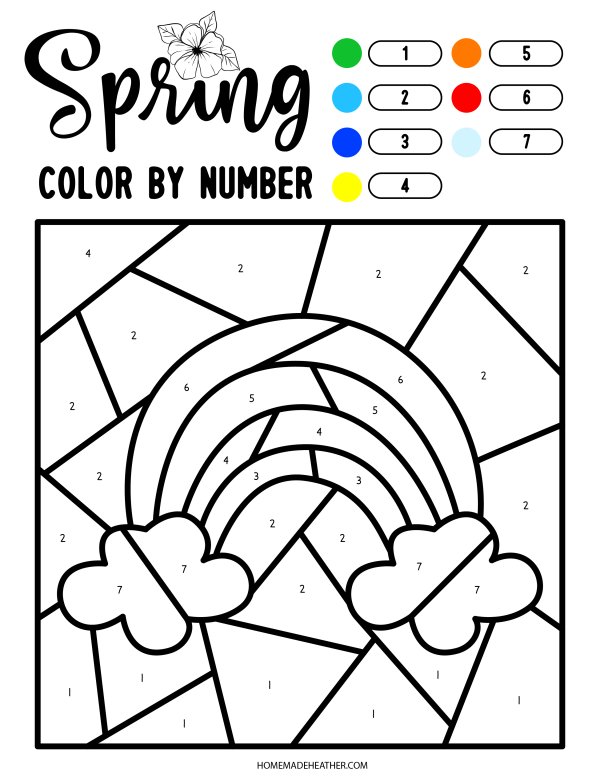 Spring color by number printables homemade heather