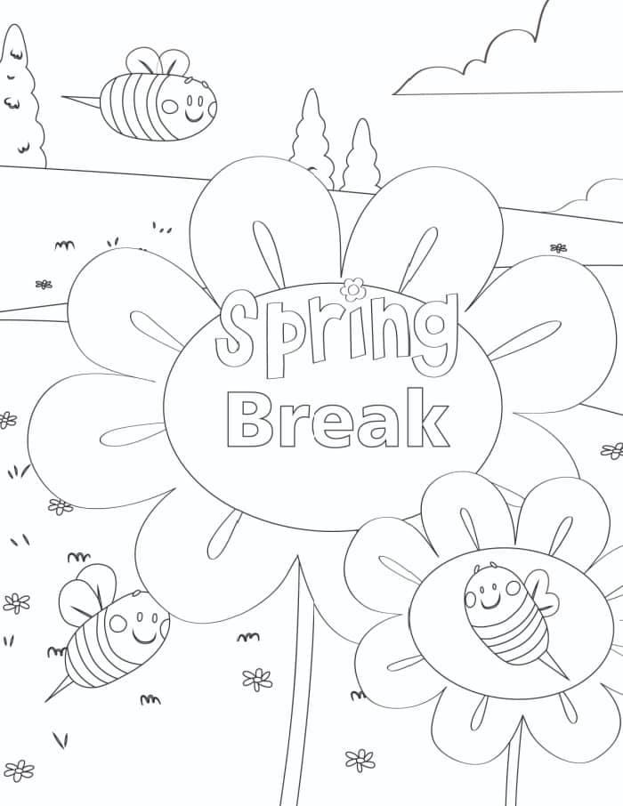 Spring break coloring pages free pdfs