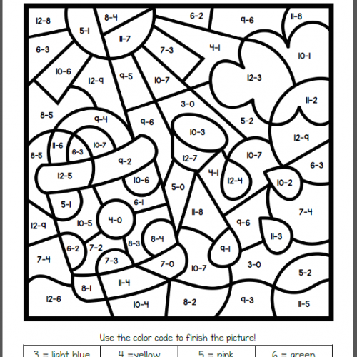 Spring color by number worksheets math coloring spring math maths colouring sheets