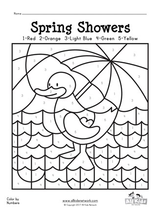 Spring showers color by numbers all kids network