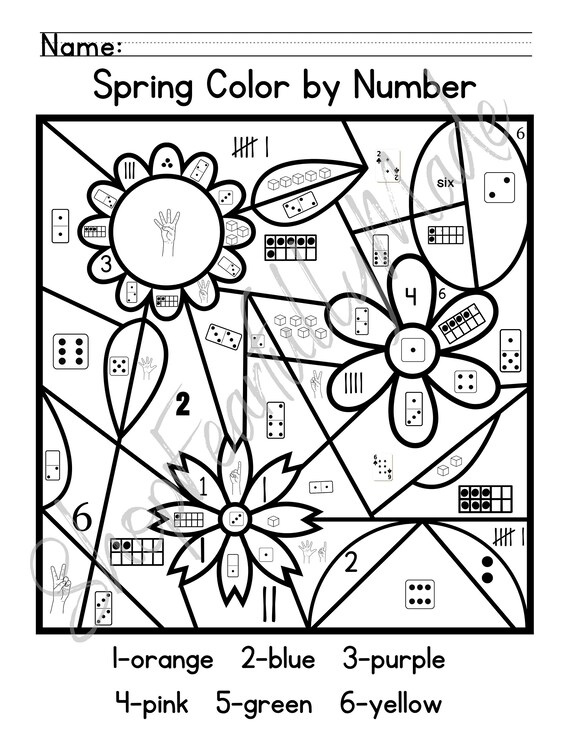 Spring color by number subitizing