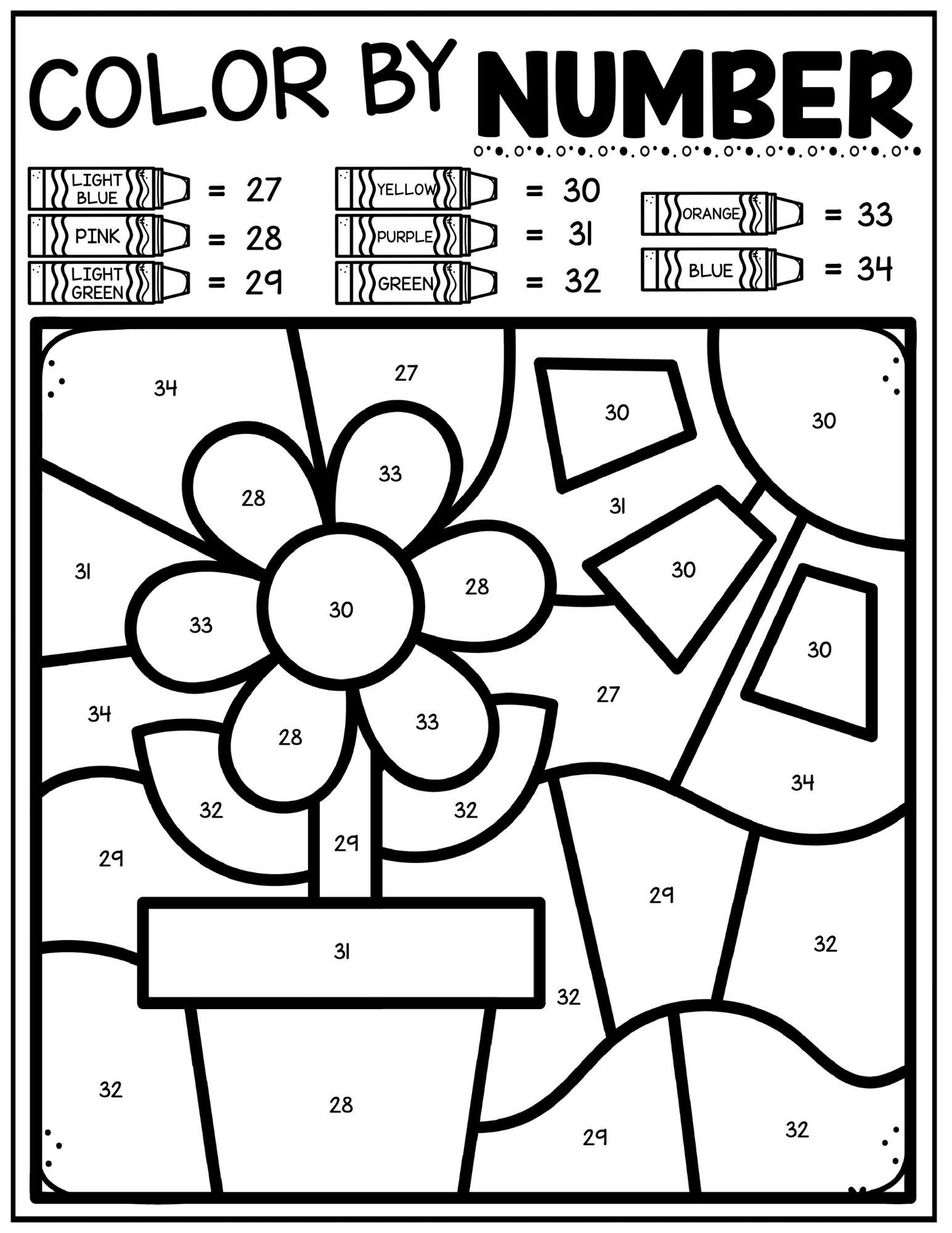 Free spring color by number worksheets pages â