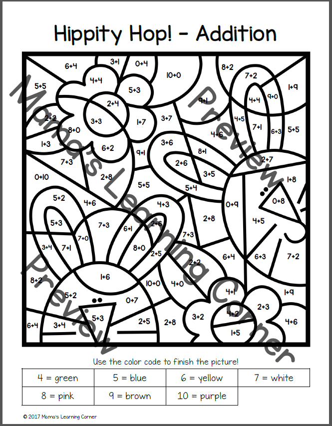 Spring color by number worksheets