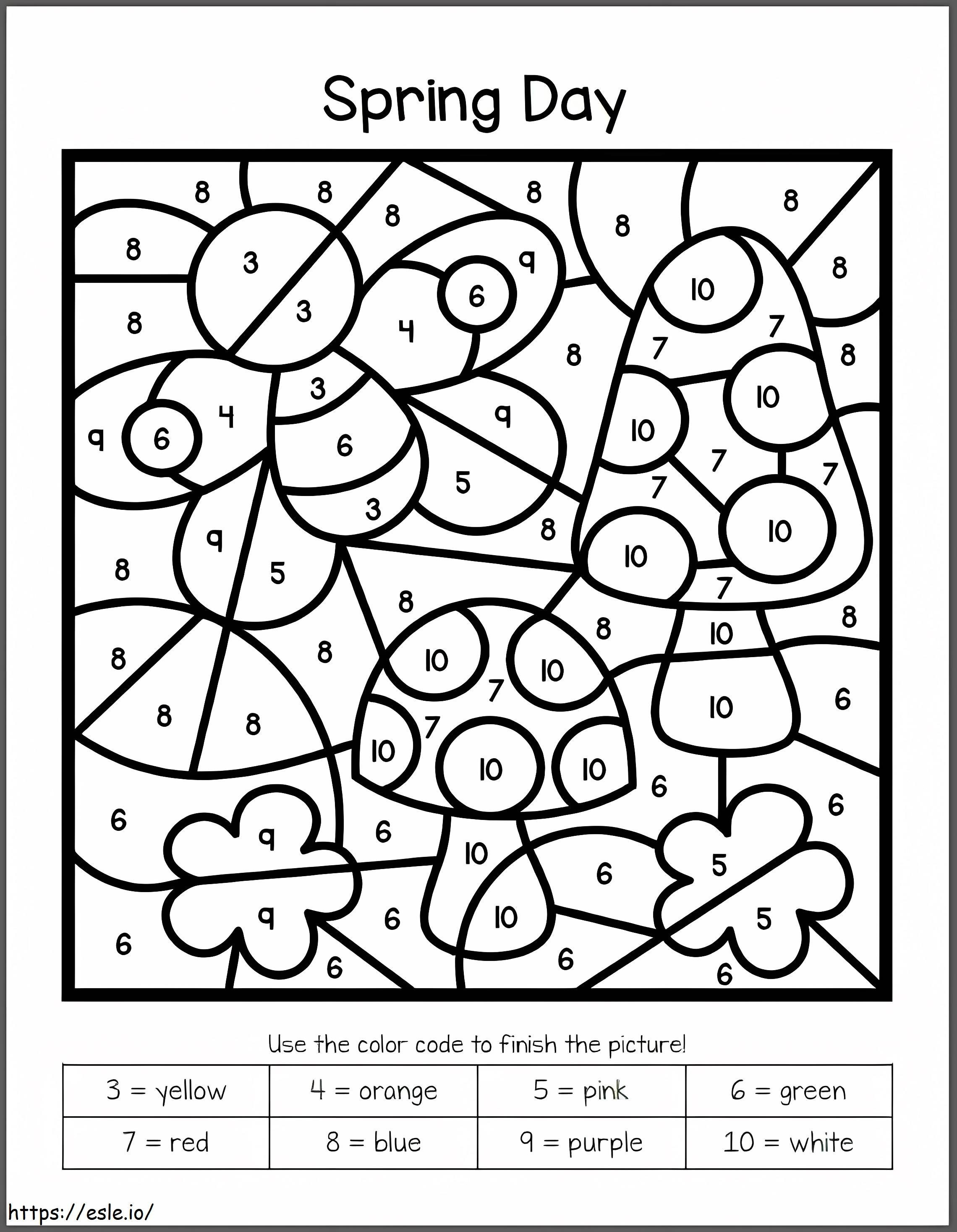 Spring for kindergarten color by number coloring page