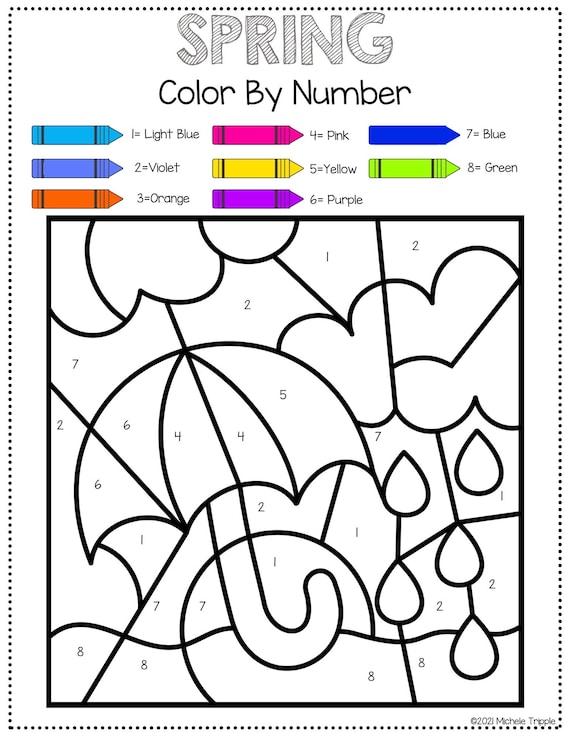 Spring color by number color by number activity for kids coloring guide for kids fun activity instant download