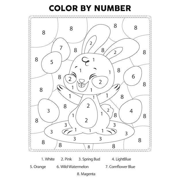 Premium vector easter day color by number coloring page