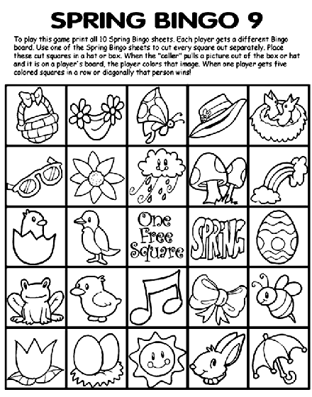 Spring bingo coloring page