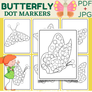 Butterfly dot markers printables spring theme coloring pages for kids made by teachers
