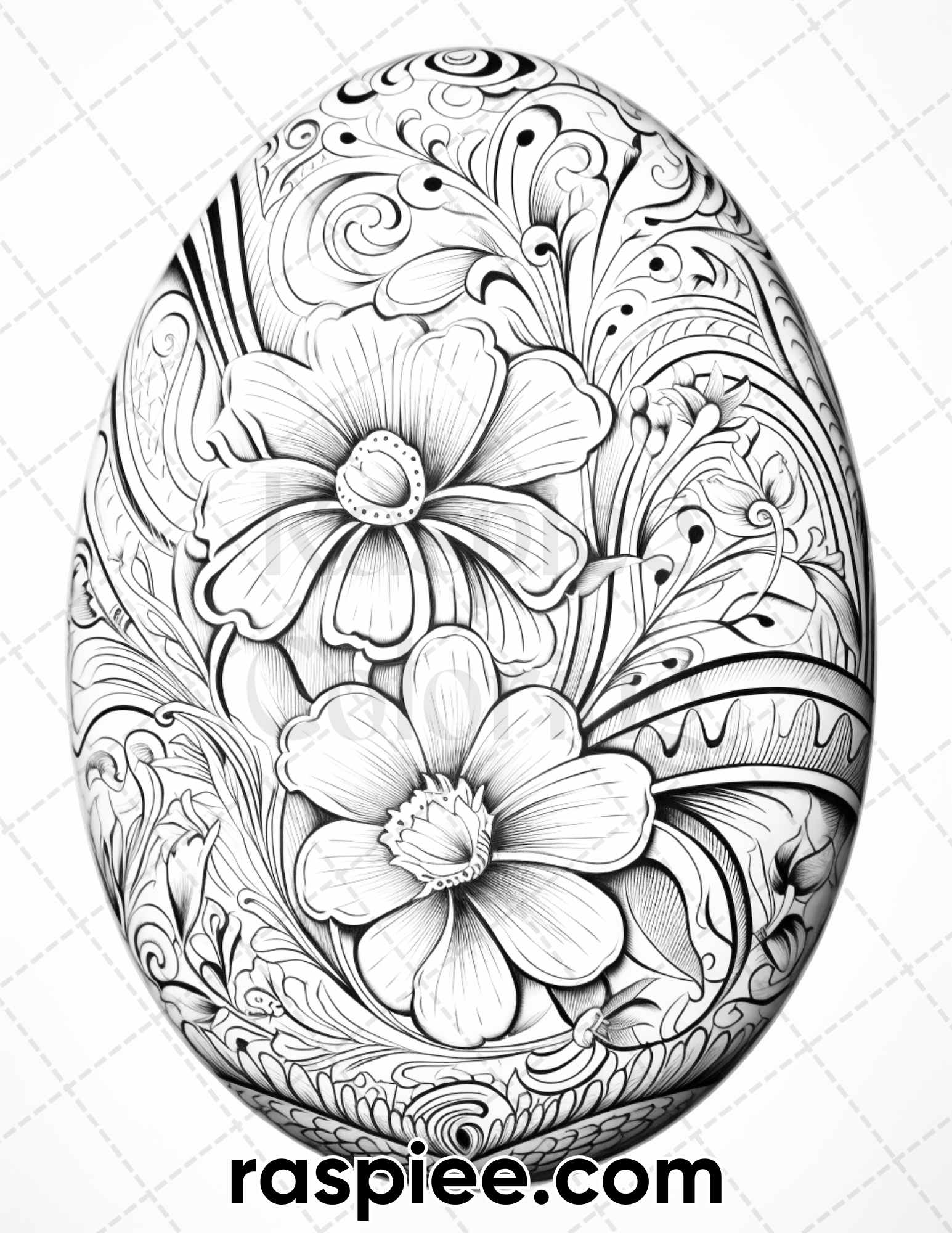 Easter egg grayscale adult coloring pages printable pdf instant do â coloring