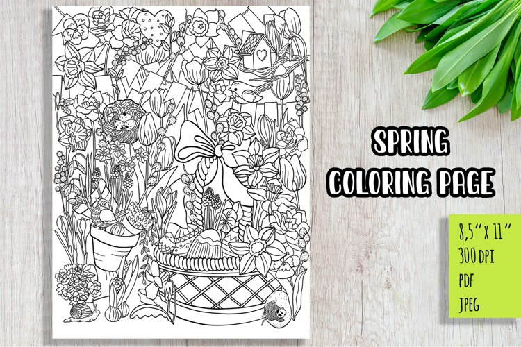 Spring easter coloring page