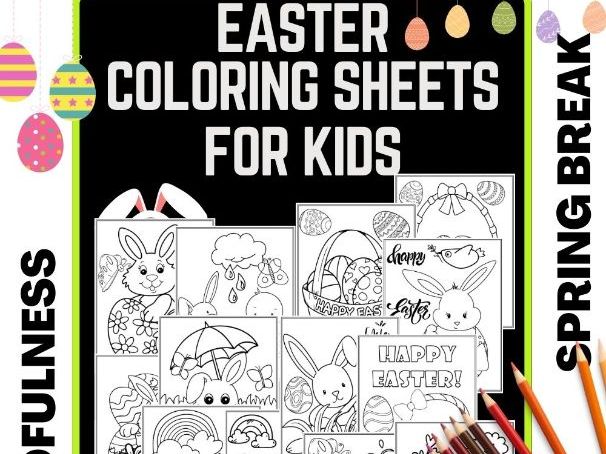 Easter coloring book for kidsspring mindfulness stress relief for kids teaching resources