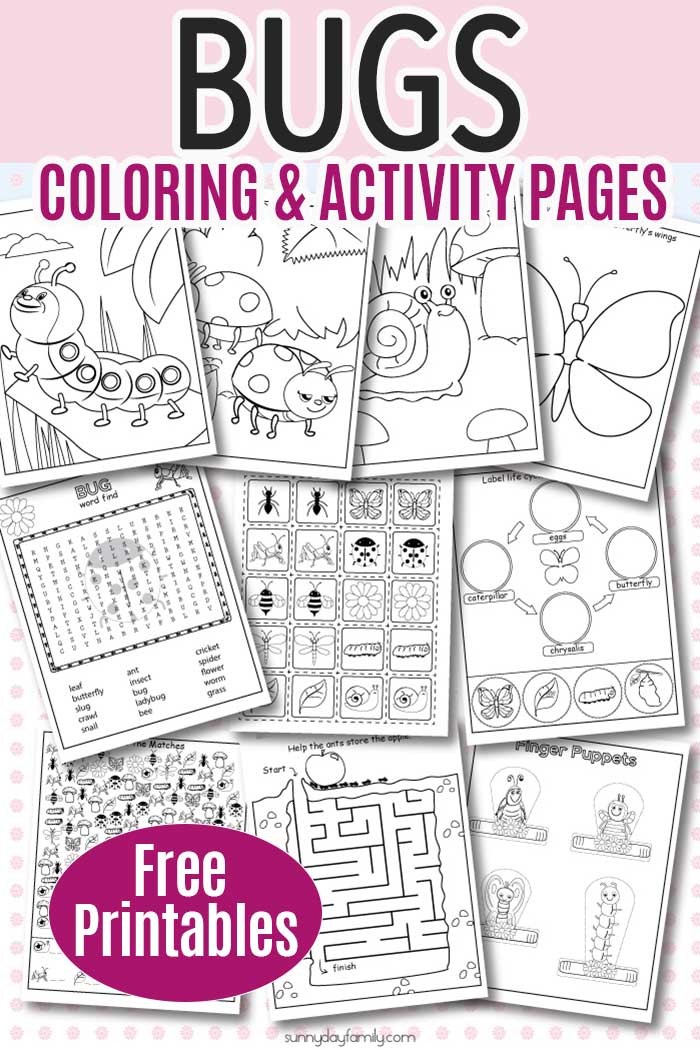 Free printable insect activity pages for kids sunny day family