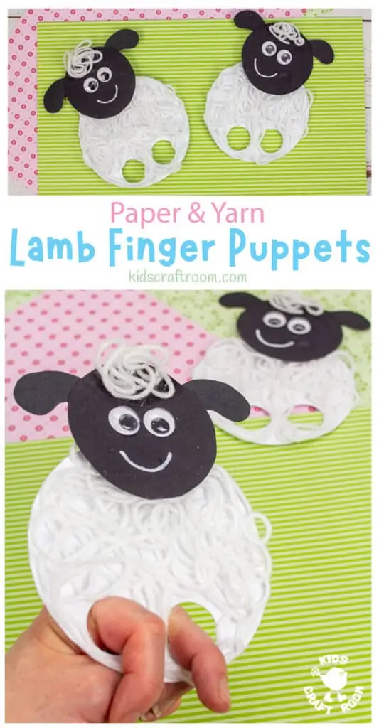 Yarn lamb finger puppets