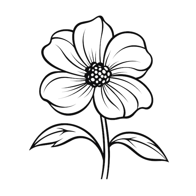 Premium vector cute flowers printable coloring page spring floral isolated on white background