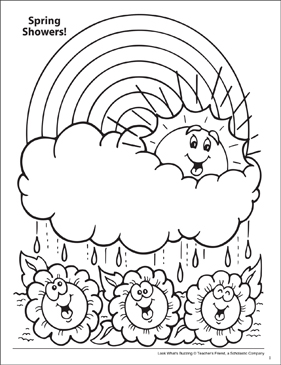 Look whats buzzing coloring page spring flowers printable coloring pages