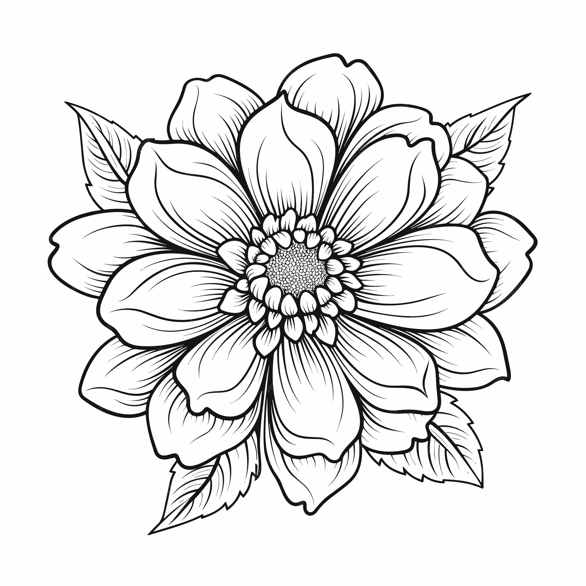 Premium vector spring flower isolated coloring page for kids printable floral black and white